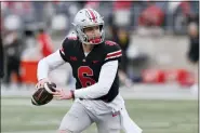  ?? JAY LAPRETE — THE ASSOCIATED PRESS ?? Ohio State quarterbac­k Kyle McCord plays in a spring game April 16 in Columbus.