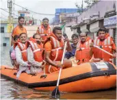  ?? — PTI ?? Lok Sabha Speaker Om Birla visits a flood-affected area in Kota, Rajasthan, on Monday.