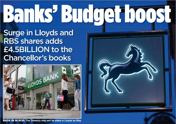  ??  ?? BACK IN BLACK: The Treasury may sell its stake in Lloyds by May