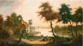  ?? ?? Italian light: George Smith’s Extensive river landscape with a drover
