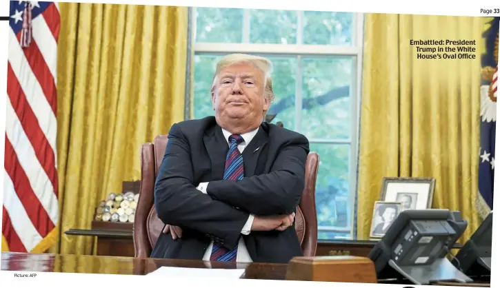  ?? Picture: AFP ?? Embattled: President Trump in the White House’s Oval Office