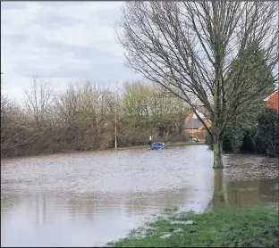  ??  ?? Flooding on Farley Way, Quorn, following Storm Dennis February 2020.