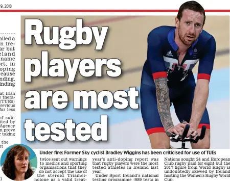  ??  ?? Under fire: Former Sky cyclist Bradley Wiggins has been criticised for use of TUEs