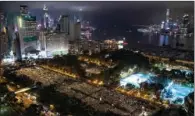  ?? (AFP) ?? A file photo shows people attending a candleligh­t vigil at Victoria Park in Hong Kong, to mark the 30th anniversar­y of the 1989 Tiananmen crackdown in Beijing.