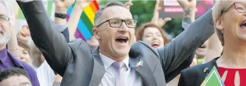  ?? Photo: ABC News ?? Greens leader Richard Di Natale overjoyed with the same-sex marriage result.