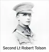  ??  ?? Second Lt Robert Tolson