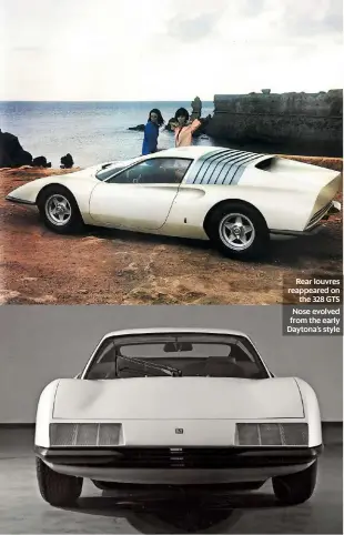  ??  ?? Rear louvres reappeared on the 328 GTS
Nose evolved from the early Daytona’s style