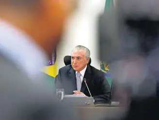  ?? ALAN SANTOS/PR ?? Discurso. ‘A reforma não é minha, não é pessoal, é do governo compartilh­ado’, disse Temer