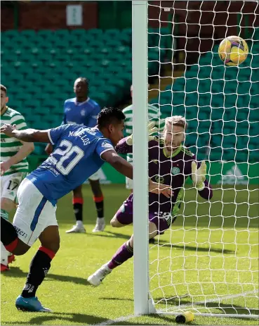  ??  ?? Alfredo Morelos finally scores in an Old Firm match