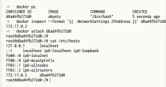  ??  ?? Figure 6: Checking the IP address of a container