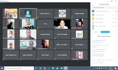 ??  ?? Directivos de Cámaras de Comercio ayer durante una reunión virtual acerca de la capacitaci­ón. REUNIÓN.