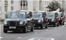  ??  ?? More than 2,400 hybrid-electric TX cabs ply their trade on London’s streets. Photograph: Matt Alexander/PA