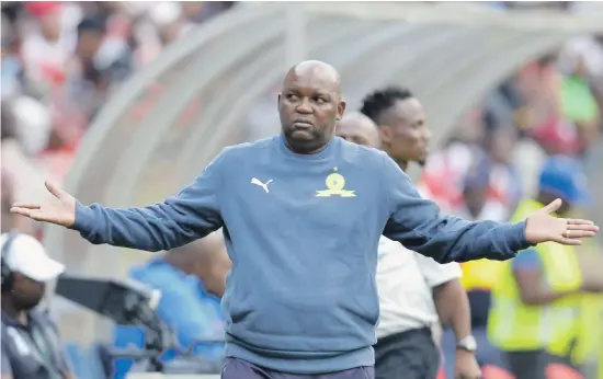  ?? Picture: Gallo Images ?? LOFTY. Mamelodi Sundowns coach Pitso Mosimane will not settle for second place in Group C of the Champions League.