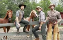  ?? PHOTO COURTESY OF DIANE SOBOLEWSKI / GOODSPEED ?? From left, Tripp Hampton, Marco Antonio Santiago and Alex Ringler in an outdoor promo shoot for the show.