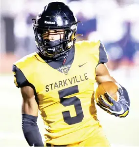  ?? ?? Starkville High School wide receiver Braylon “Stonka” Burnside runs in the open field during a game last season. (Photo by Jeremy Miller, SDN file)