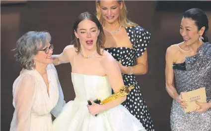  ?? Myung J. Chun Los Angeles Times ?? EMMA STONE is shocked to be in the company of lead actress winners again.