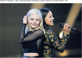  ?? FOTO: DPA ?? Es kommt noch schlimmer für die Sängerinne­n des Duos S!sters beim Eurovision Song Contest 2019. Sie müssen mit Weißrussla­nd die Plätze tauschen.