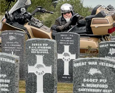 ?? JOHN BISSET/STUFF ?? John Badger-McBride will be among the motorcycli­sts on today’s Ride of Remembranc­e in South Canterbury.