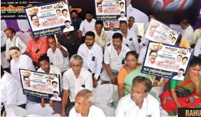  ?? ?? Congress cadre protesting their leader’s disqualifi­cation in Chennai on Sunday
