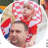  ??  ?? I najmlađi uz kockaste Ponosni tata na Trgu Bana Jelačića s kćerkicom uživao u pobjedi