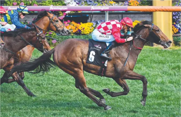  ?? Picture: GETTY IMAGE ?? Smart filly Catchy beats the boys home in the Danehill Stakes at Flemington.