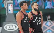  ?? JESSE D. GARRABRANT GETTY IMAGES FILE PHOTO ?? Kyle Lowry, left, has shown he can coexist in the backcourt with another ball handler. Toronto also has Fred Vanvleet. For the result of Friday night’s game between the Raptors and the Houston Rockets, please visit our website.