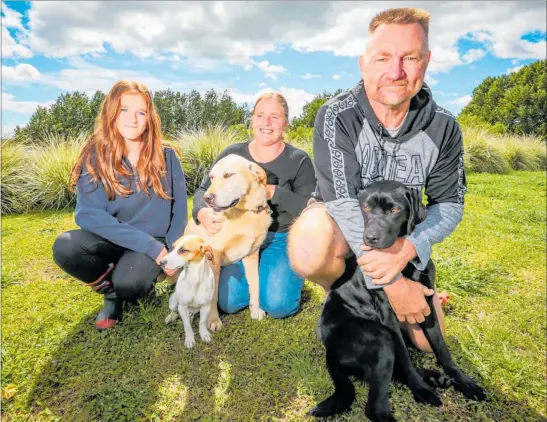  ?? PHOTO / PAUL TAYLOR ?? Grace Dalziel (left) and Pippa, Judith Harper and Bruce, and expert tracker Don Schwass — with his tracking dog Piper — who helped to find Pippa and Bruce.
“I love to track, tracking is what I live for.”