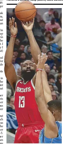  ?? AFP ?? James Harden of the Houston Rockets shoots the ball against Dennis Smith Jr. of the Dallas Mavericks in the second half at American Airlines Center in Dallas, Texas.