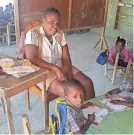  ?? COURTESY ?? Berta Gilles is among the teachers at the Een Ezer School in Miot, Haiti, supported by sponsors from the Seacoast. Vicki Stewart, former principal at Central School in South Berwick who has sponsored Gilles since 2017, will speak at the April 6 Caribbean Nights Party at 3S.