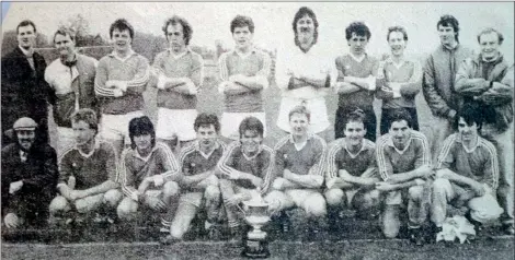  ??  ?? Ballyduff FC after winning the Dungarvan Tyre Centre Cup and the Red House League in the 1988/89 season - the first team to complete the league/cup double.