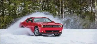  ?? FCA ?? The 2017 Dodge Challenger GT AWD may not pack the punch of its burlier Challenger siblings, but it’s the only one you can spin through the snow with confidence.