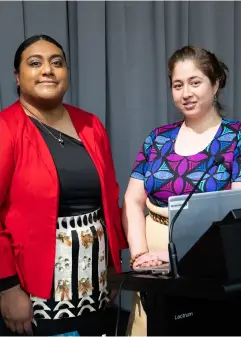  ?? ?? Suliana with Sara Finau at the at the Tongan Language Week event 2020. Image credit Mark Beatty