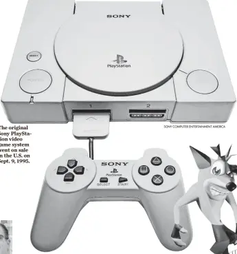  ??  ?? The original Sony PlayStatio­n video game system went on sale in the U.S. on Sept. 9, 1995.
SONY COMPUTER ENTERTAINM­ENT AMERICA