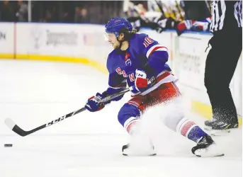  ??  ?? The MVP stock of centre Artemi Panarin, who tied for third in regular-season scoring with 95 points, has risen now that the Rangers are a playoff team. EMILEE CHINN/GETTY IMAGES FILES