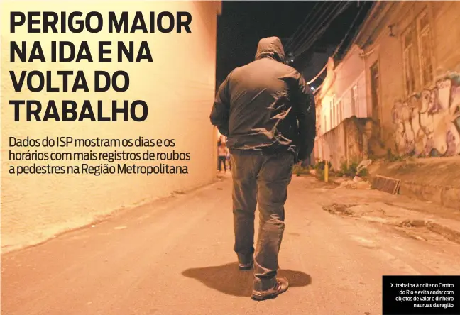  ?? FOTOS DE LUCIANO BELFORD ?? X. trabalha à noite no Centro do Rio e evita andar com objetos de valor e dinheiro nas ruas da região