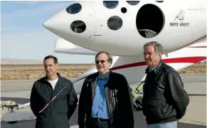  ?? PHOTO: VULCAN ?? Paul Allen teamed with aerospace engineer Burt Rutan to develop SpaceShipO­ne, the first commercial vehicle to reach space, in 2004.