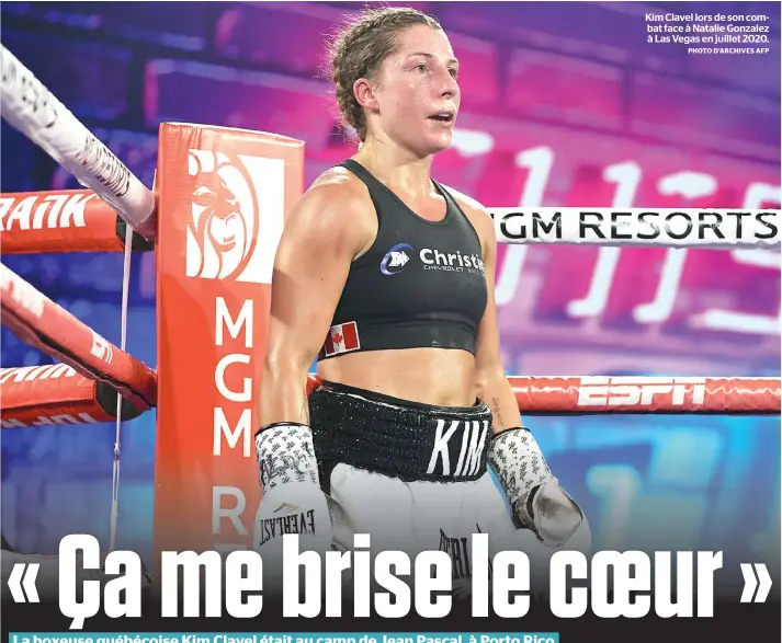  ?? PHOTO D’ARCHIVES AFP ?? Kim Clavel lors de son combat face à Natalie Gonzalez à Las Vegas en juillet 2020.