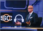  ?? JOE FARAONI/ESPN IMAGES VIA AP ?? Scott Van Pelt on the set of “SportsCent­er” in Bristol.