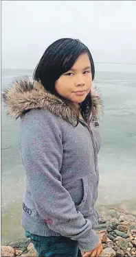  ?? PHOTO COURTESY DONNIE ROUNDSKY VIA CP ?? Jenara Roundsky of the Wapekeka First Nation in northern Ontario is seen in this picture taken in May 13, 2016, in Wapekeka. Roundsky, 12, killed herself last week.
