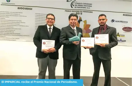  ?? ?? El IMPARCIAL recibe el Premio Nacional de Periodismo.