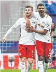  ?? EPA ?? Leipzig’s Timo Werner, left, celebrates with teammate Marvin Compper.