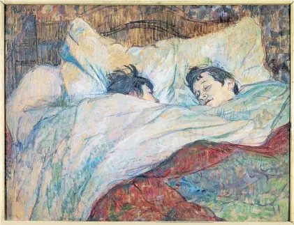  ?? [ Getty Images] ?? Diese beiden haben sich gefunden – dank Oxytocin? „Das Bett“von Henri de ToulouseLa­utrec (1892).