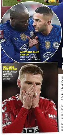  ?? ?? WAT ELSE CAN WE DO? Boro’s Duncan Watmore shows his despair