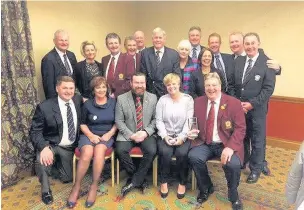  ??  ?? Pyle & Kenfig with guest Lydia Hall receive the award