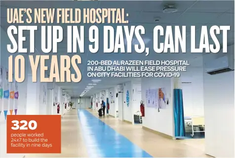  ??  ?? The sprawling Al Razeen Field Hospital, which is the size of a football field, has close to 175 doctors and 400 nurses.