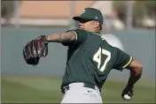  ?? DARRON CUMMINGS — THE ASSOCIATED PRESS FILE ?? The A’s Frankie Montas throws during spring training on Feb. 13, in Mesa, Ariz.