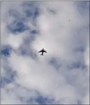  ?? ANI ?? Indian Air Force aircraft flying over the mountains, in Leh on Saturday.