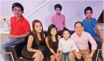  ??  ?? The Lagons: (Standing from left) is Lorenz and twin brother Larenz (right) with eldest Patrick (middle). Sitting are Tuburan, Cebu vice mayoralty candidate Daphne Arias Lagon, Gabby, Blake and Engr. Sonny.