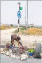  ?? REUTERS ?? A boy places flowers at the site where Amjad Al Fayed was killed in clashes during an Israeli raid, in Jenin.