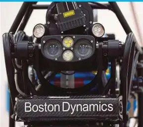  ?? BLOOMBERG PIC ?? Boston Dynamics, bought by Google in 2013 as part of a robotics acquisitio­ns spree, made its name with a series of two- and fourlegged machines that are able to stay upright even when pushed or traversing rocky terrain.